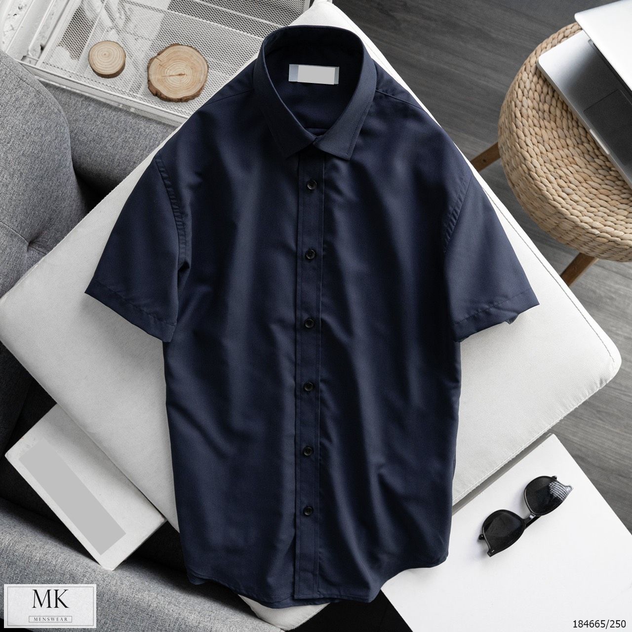  [ẢNH THẬT] Áo Sơ Mi Ngắn Tay Nam Chất Lụa Chống Nhăn 4 Màu Đen, Trắng, Xanh Than, Xanh Nhạt Basic 