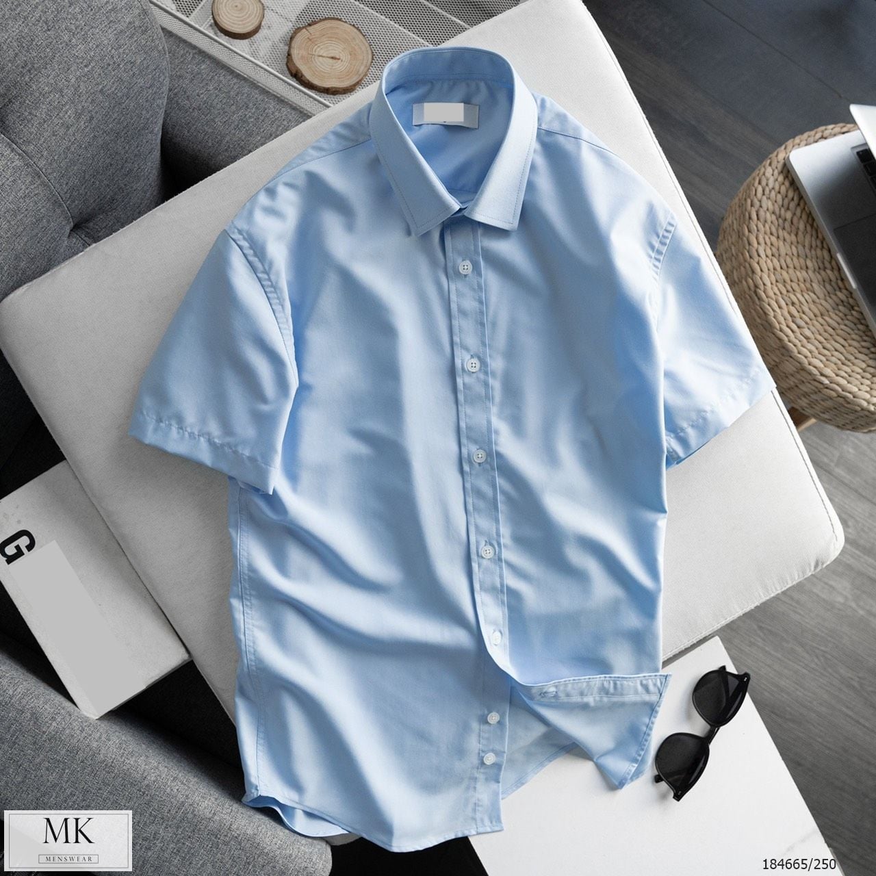  [ẢNH THẬT] Áo Sơ Mi Ngắn Tay Nam Chất Lụa Chống Nhăn 4 Màu Đen, Trắng, Xanh Than, Xanh Nhạt Basic 