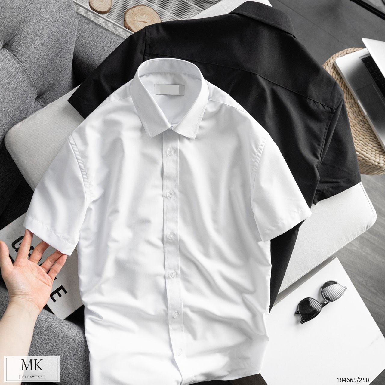 [ẢNH THẬT] Áo Sơ Mi Ngắn Tay Nam Chất Lụa Chống Nhăn 4 Màu Đen, Trắng, Xanh Than, Xanh Nhạt Basic 