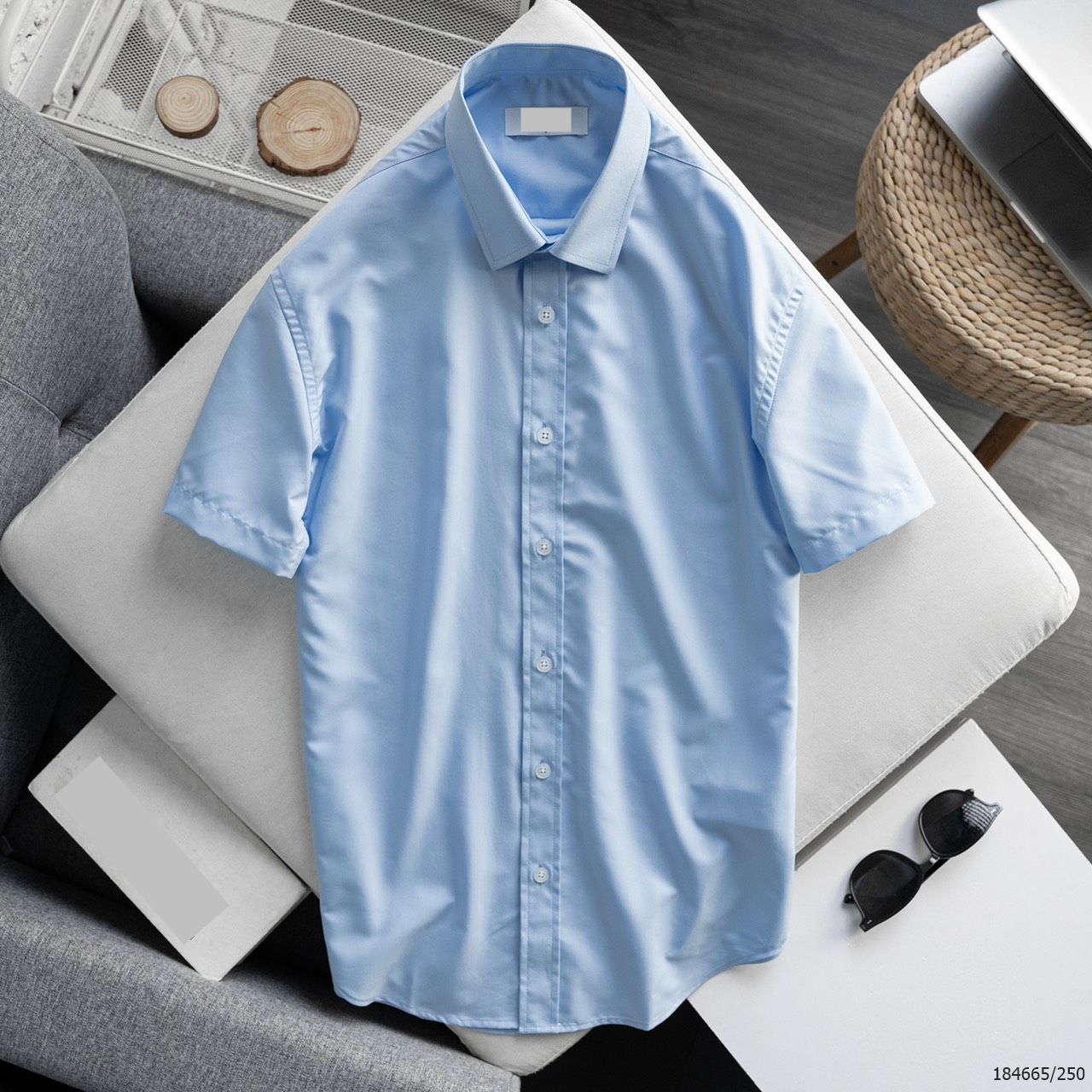  [ẢNH THẬT] Áo Sơ Mi Ngắn Tay Nam Chất Lụa Chống Nhăn 4 Màu Đen, Trắng, Xanh Than, Xanh Nhạt Basic 