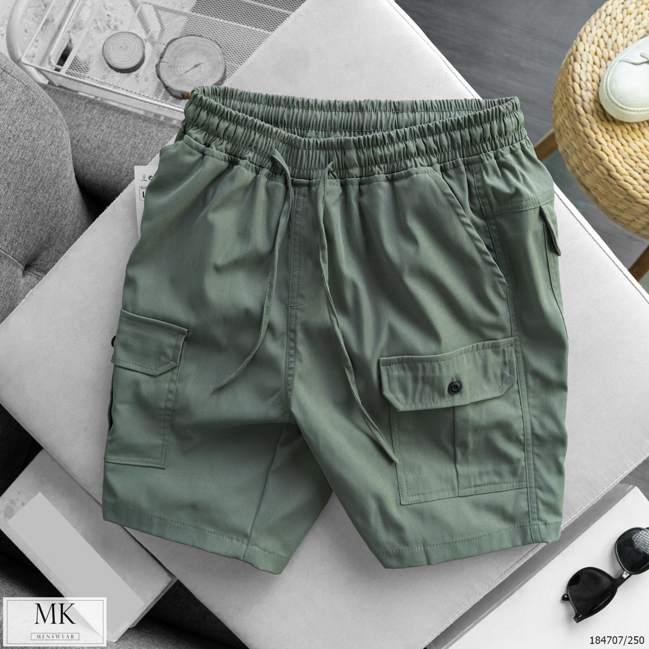  [ẢNH THẬT] Quần Short Nam Chất Kaki Có Túi Hộp 4 Màu Đen/Kem/Ghi Đậm/Rêu 