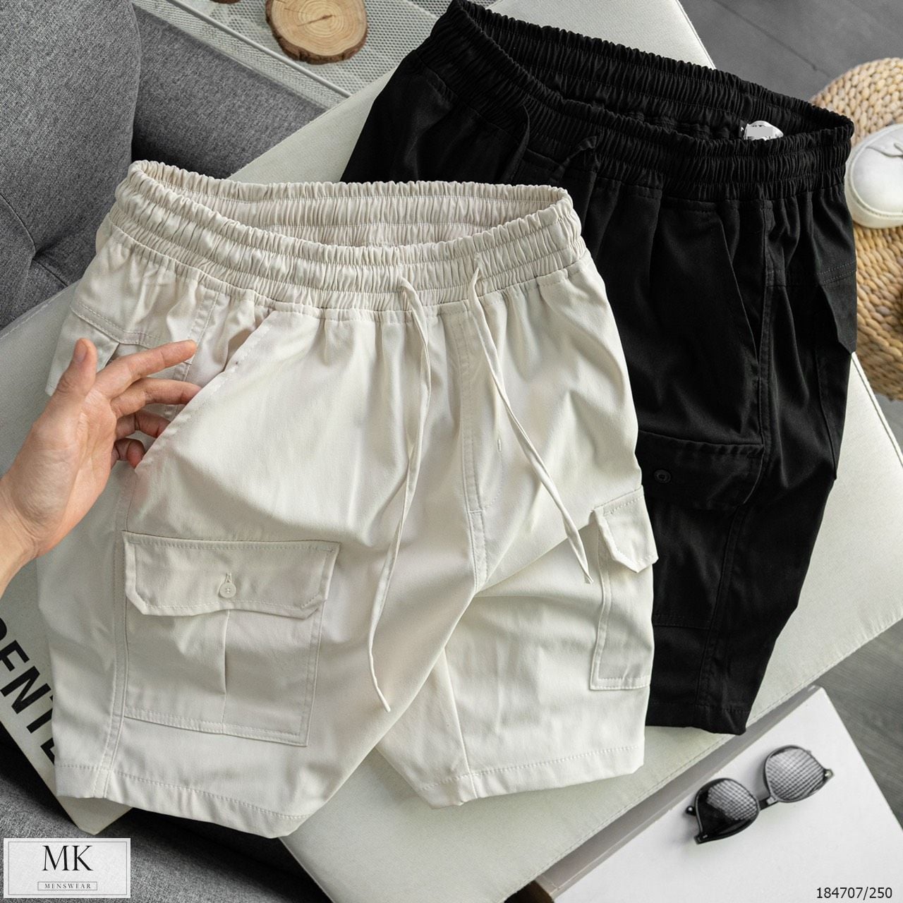  [ẢNH THẬT] Quần Short Nam Chất Kaki Có Túi Hộp 4 Màu Đen/Kem/Ghi Đậm/Rêu 