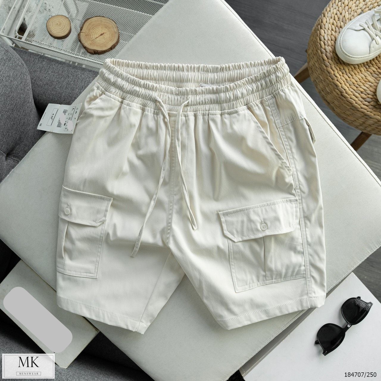  [ẢNH THẬT] Quần Short Nam Chất Kaki Có Túi Hộp 4 Màu Đen/Kem/Ghi Đậm/Rêu 