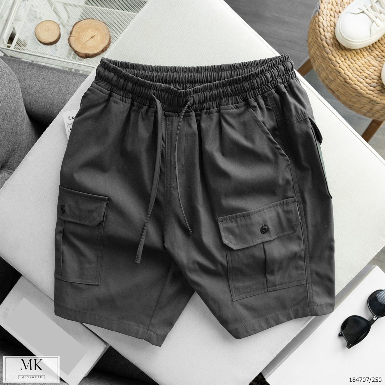  [ẢNH THẬT] Quần Short Nam Chất Kaki Có Túi Hộp 4 Màu Đen/Kem/Ghi Đậm/Rêu 