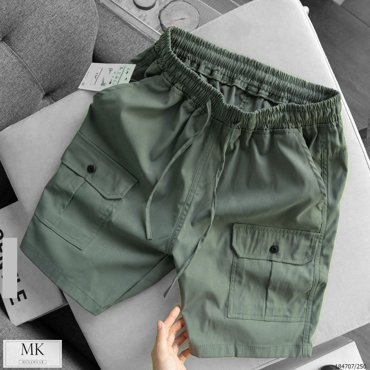  [ẢNH THẬT] Quần Short Nam Chất Kaki Có Túi Hộp 4 Màu Đen/Kem/Ghi Đậm/Rêu 