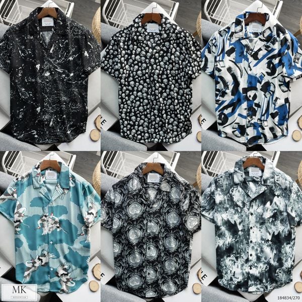  [ẢNH THẬT] Áo Sơ Mi Ngắn Tay Nam Nữ Họa Tiết Độc Đáo 