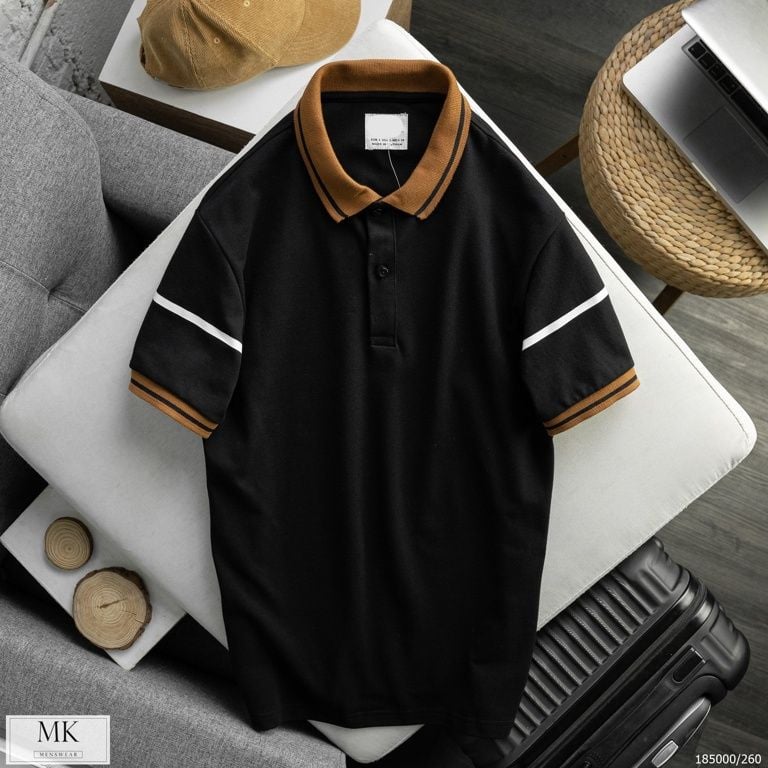  [ẢNH THẬT] Áo Polo Ngắn Tay Cải Cổ Đen/Trắng/Nâu 