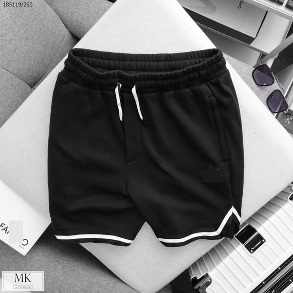  [ẢNH THẬT] Quần Short Nam Chất Nỉ Logo Đùi, 2 màu Đen/Be 