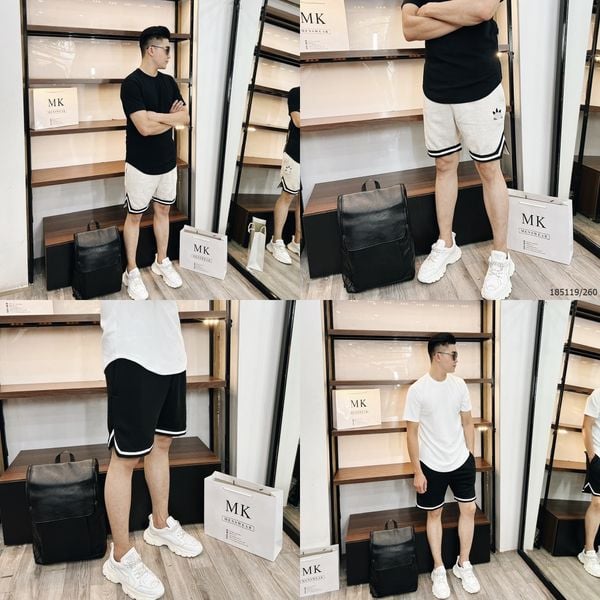  [ẢNH THẬT] Quần Short Nam Chất Nỉ Logo Đùi, 2 màu Đen/Be 