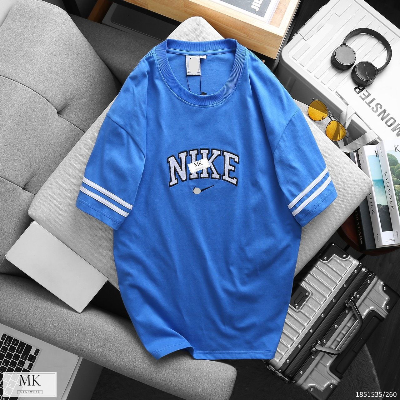  [ẢNH THẬT] Áo Ngắn Tay Nam Nữ Logo Trước Phối Tay Áo 