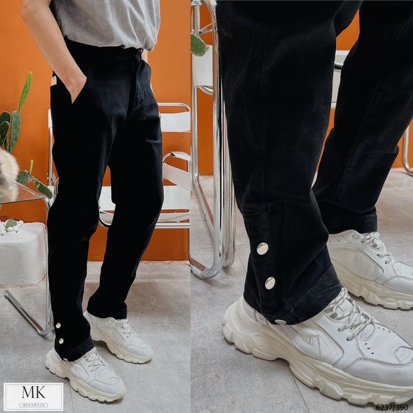  [ÁNH THẬT] Quần Jean Nam Ống Suông Màu Đen Cúc Gấu 6237 