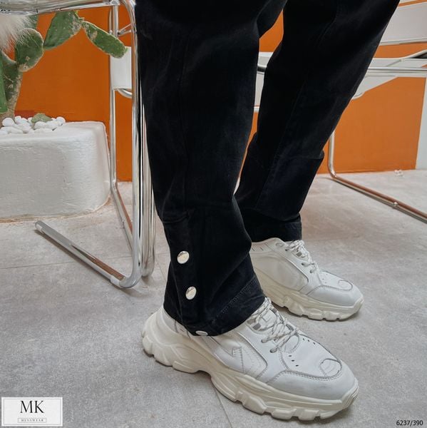  [ÁNH THẬT] Quần Jean Nam Ống Suông Màu Đen Cúc Gấu 6237 