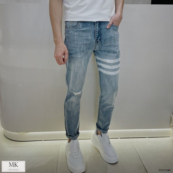  [ẢNH THẬT] Quần Jean Xanh 3 Sọc Rách Thời Trang Nam 9192 
