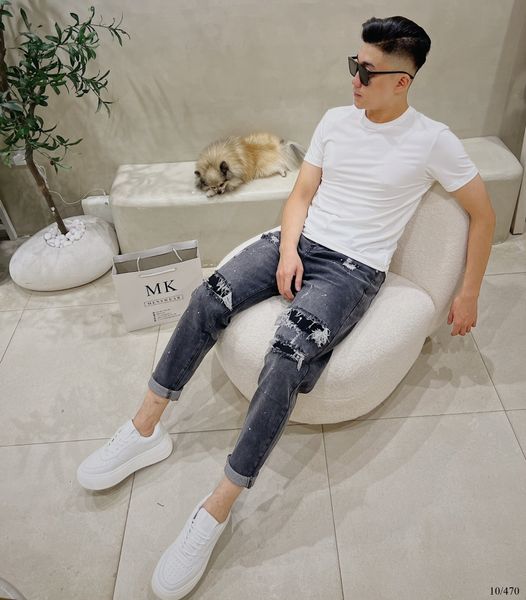  [ẢNH THẬT] Quần Jean Xám Rách Vảy Sơn Thời Trang Nam 10 