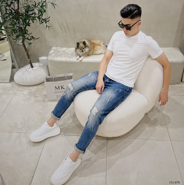  [ẢNH THẬT] Quần Jean Xanh Đậm Xước Thời Trang Nam 131 