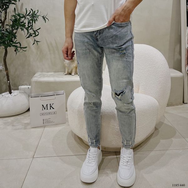  [ẢNH THẬT] Quần Jean Xanh Xước Thời Trang Nam 1185 