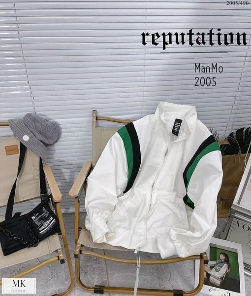  [ẢNH THẬT] Áo Khoác Gió Nam Nữ Đen/Trắng Phối Sọc 2005 