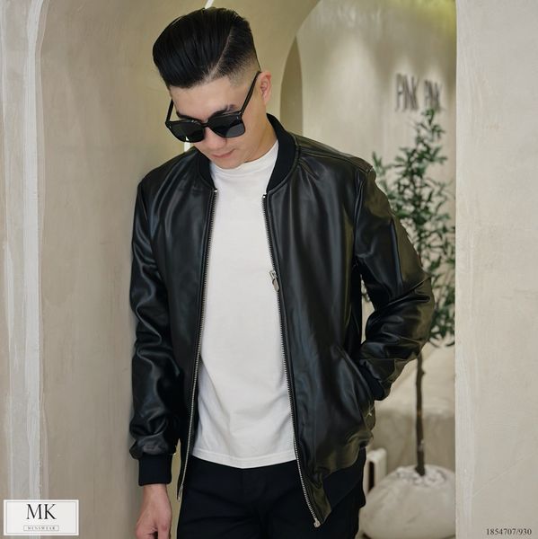  [ẢNH THẬT] Áo Khoác Da Bomber Nam Nữ Màu Đen Túi Khóa 