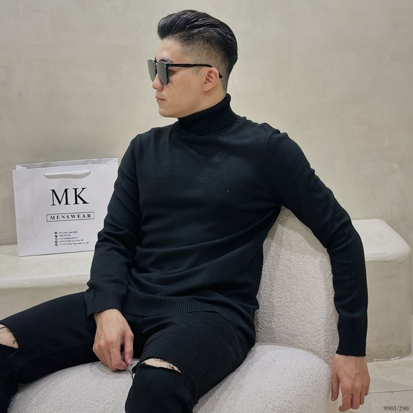  [ẢNH THẬT] Áo Len Cổ Lọ Nam Nữ Đen/Trắng/Be Trơn 9901 