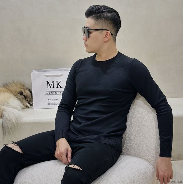  [ẢNH THẬT] Áo Len Dài Tay Cổ Tròn Nam Nữ Đen/Trắng/Be Trơn 9903 