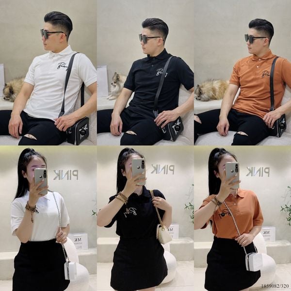  [ẢNH THẬT] Áo Polo Ngắn Tay Nam Nữ Chữ Ngực Đen/Trắng/Nâu 23 