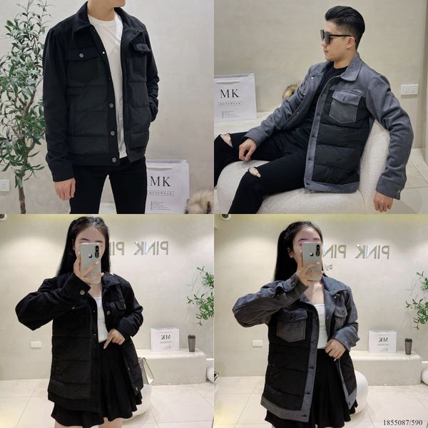  [ẢNH THẬT] Áo Khoác Phao KAF Da Lộn Lót Lông Cực Ấm Trám Vai 2 Màu Đen/Ghi Đậm 