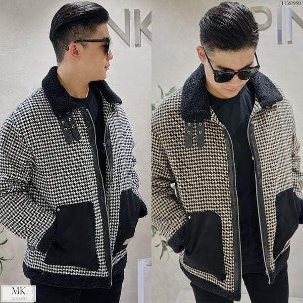  [ẢNH THẬT] Áo Khoác Dạ Đai Cài Dáng Ngắn Nam Bên Trong Lót Lông Cực Ấm 1138 