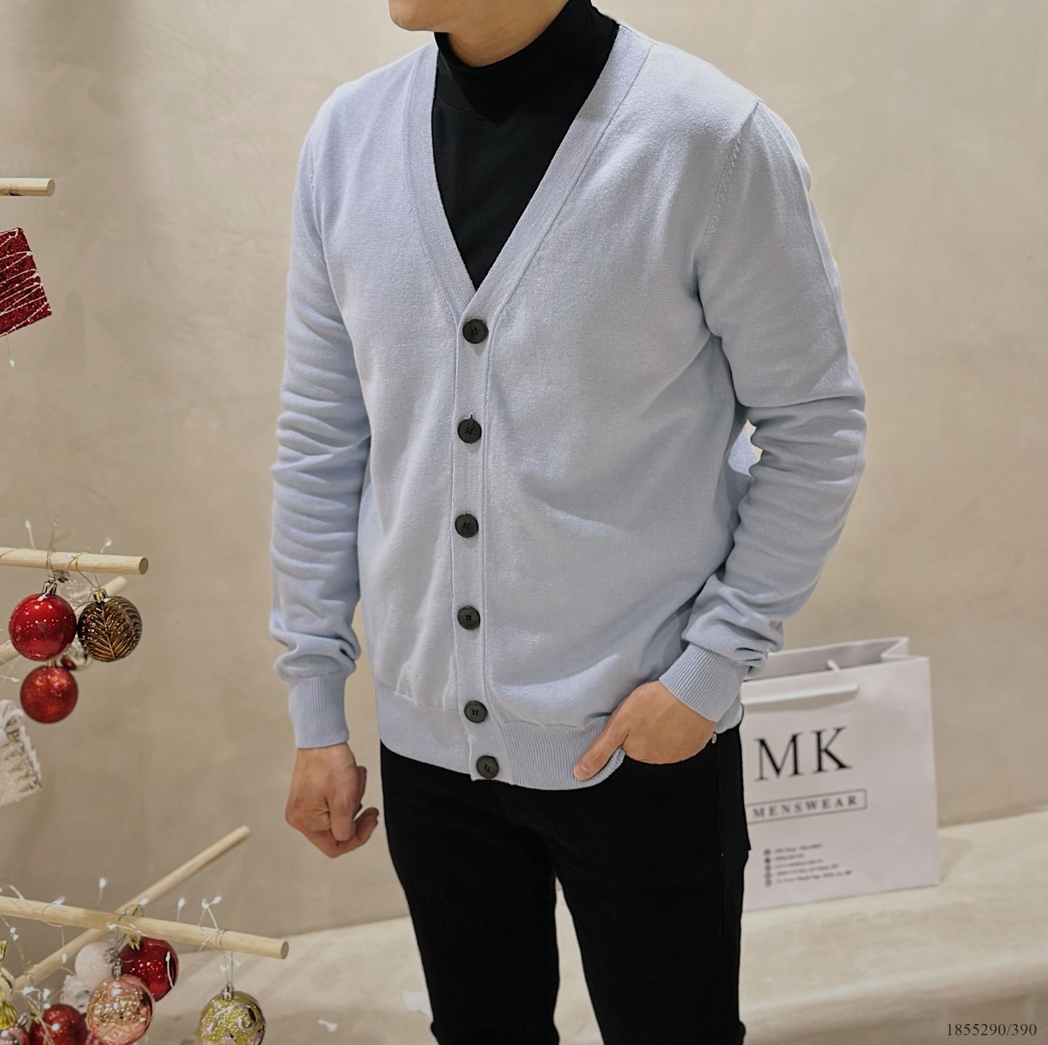  [ẢNH THẬT] Áo Khoác Cardigan Trơn Nam Nữ Ghi/Xanh 