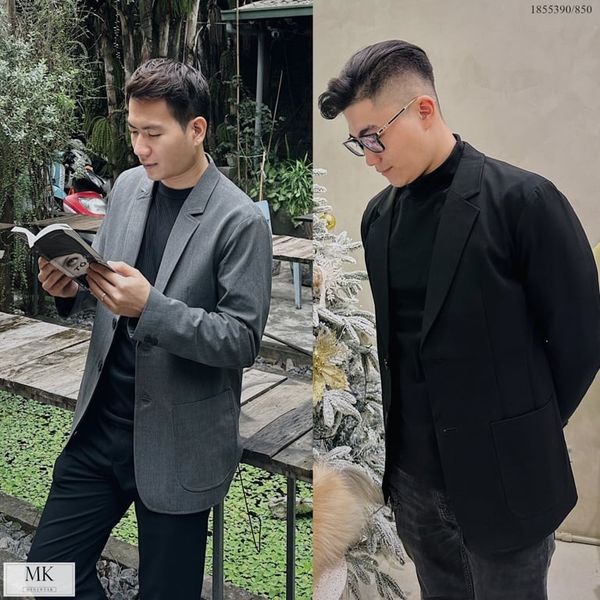  [ẢNH THẬT] Áo Blazer Nam Basic 2 Màu Đen/Xám 