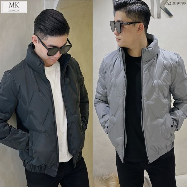  [ẢNH THẬT] Áo Khoác Phao Lông Vũ Nam Nữ Trơn A21819 Đen/Ghi 