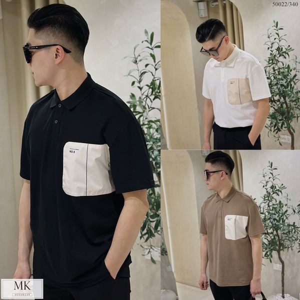  [ẢNH THẬT] Áo Polo Ngắn Tay Nam Nữ Cải Ngực Đen/Trắng/Nâu 50022 