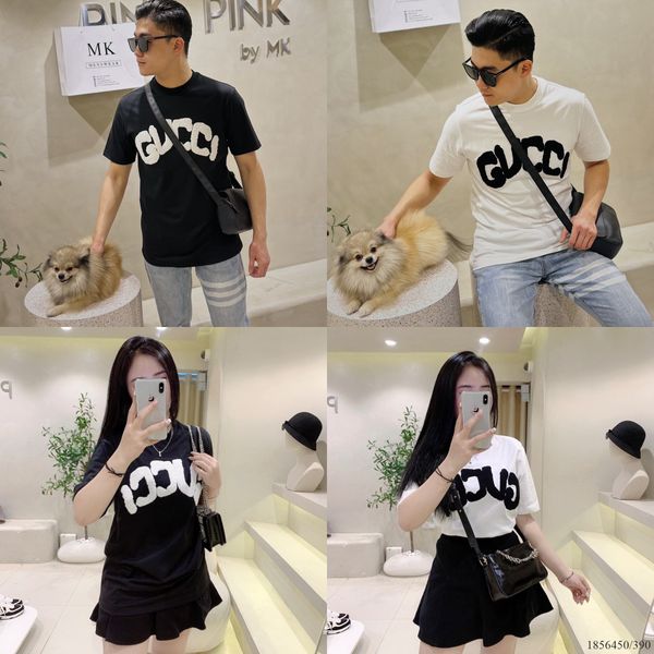  [ẢNH THẬT] Áo Phông Ngắn Tay Nam Nữ Chữ Ngực Thêu Xù Đen/Trắng 