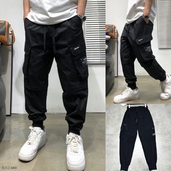  [ẢNH THẬT] Quần Jogger Kaki Nam Nữ Túi Hộp Đen 8212 