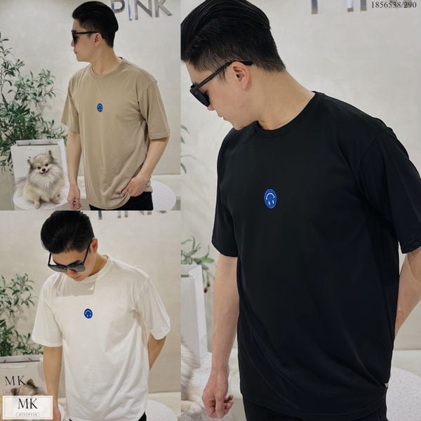  [ẢNH THẬT] Áo Phông Ngắn Tay Nam Nữ Hình Mặt Cười Nhỏ Đen/Trắng/Nâu 