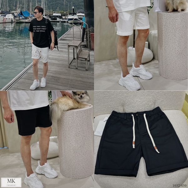  [ẢNH THẬT] Quần Short Kaki Nam Trơn Gập Gấu Đen/Trắng 1032 