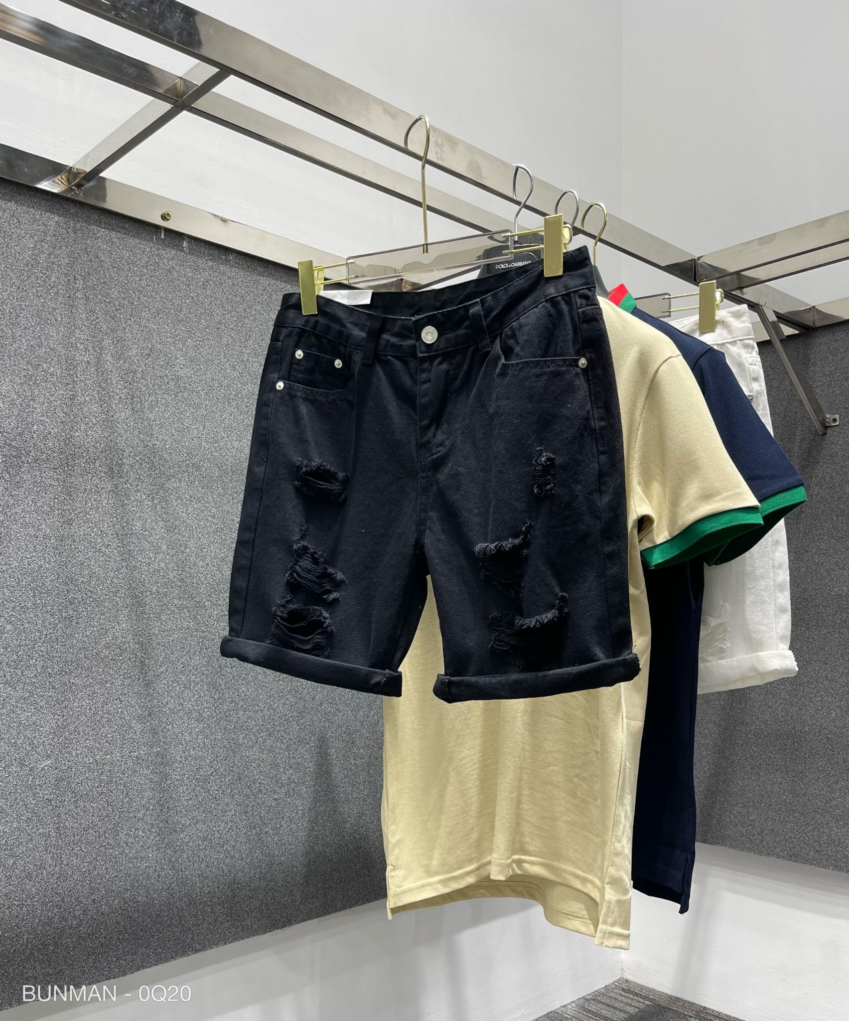  [ẢNH THẬT] Quần Short Jean Rách Màu Đen/Trắng Basic Dáng Hàn 