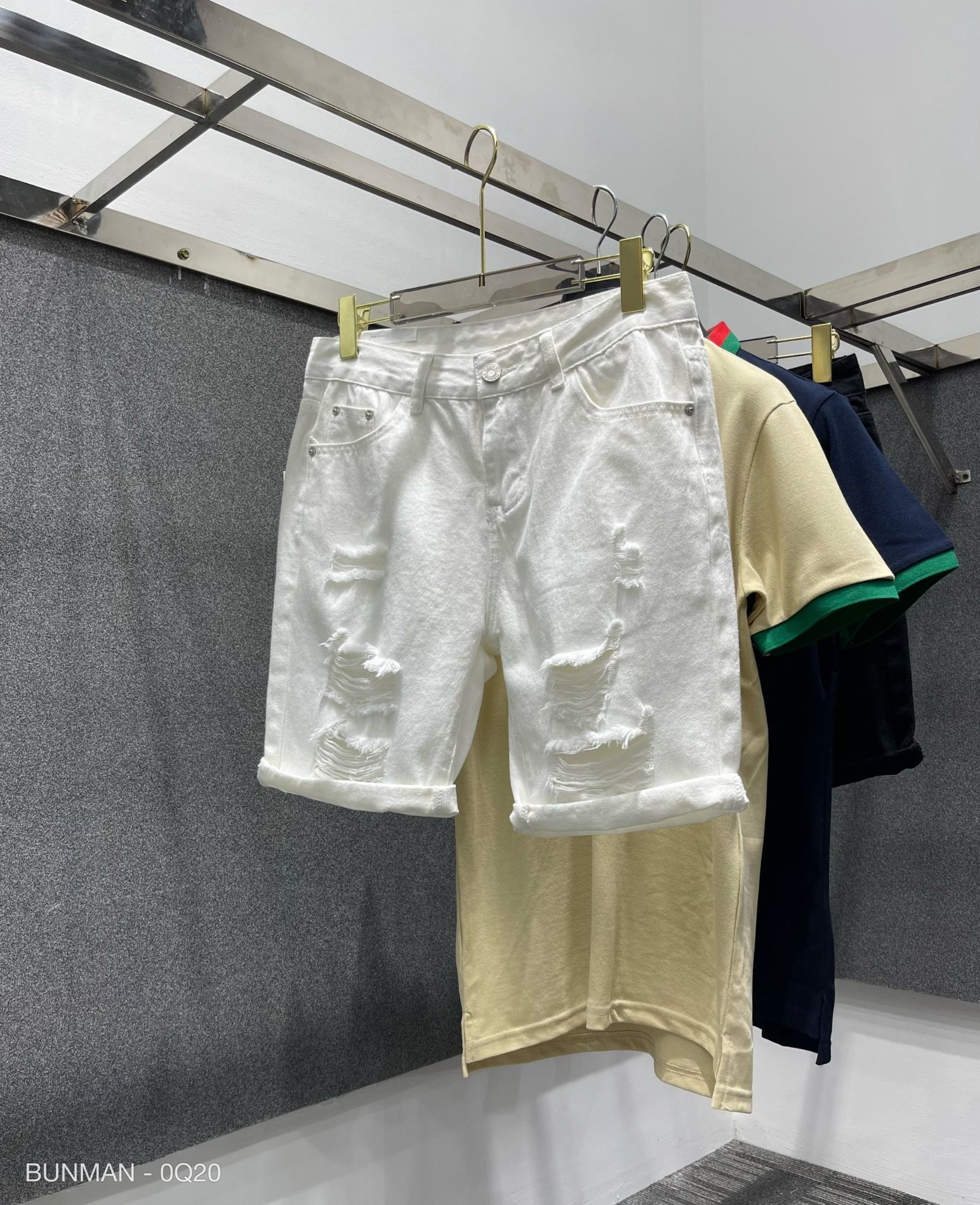  [ẢNH THẬT] Quần Short Jean Rách Màu Đen/Trắng Basic Dáng Hàn 