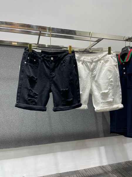  [ẢNH THẬT] Quần Short Jean Rách Màu Đen/Trắng Basic Dáng Hàn 