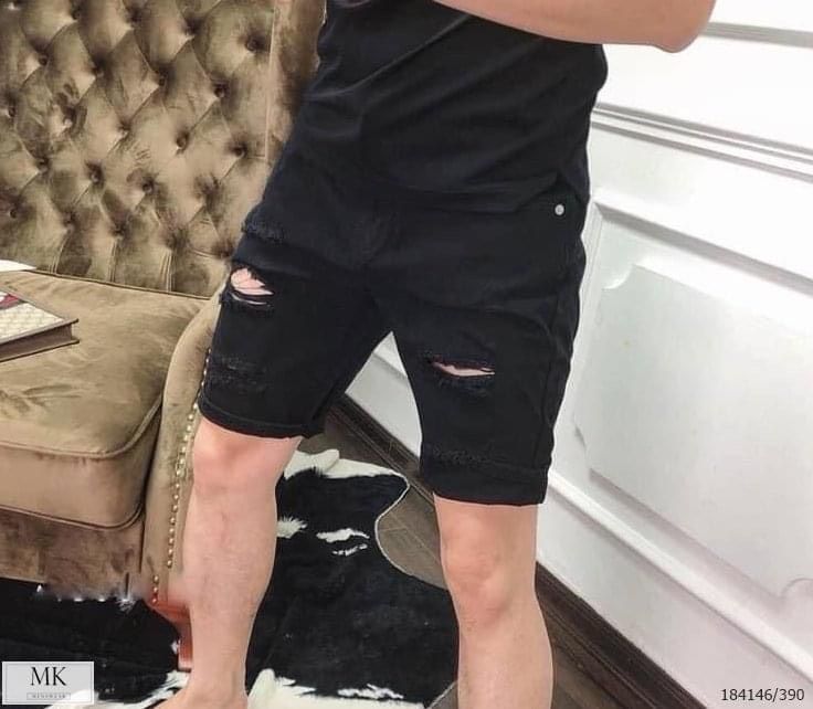  [ẢNH THẬT] Quần Short Jean Rách Màu Đen/Trắng Basic Dáng Hàn 