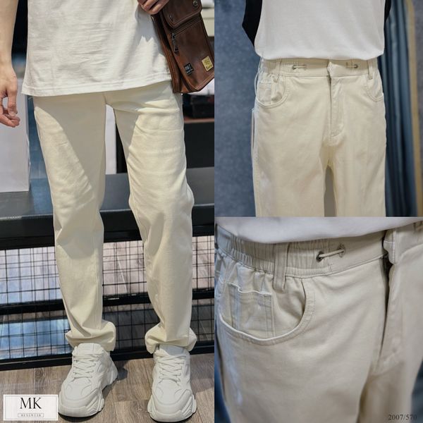  [ẢNH THẬT] Quần Jean Nam Trơn Dáng Suông Be/X2007 