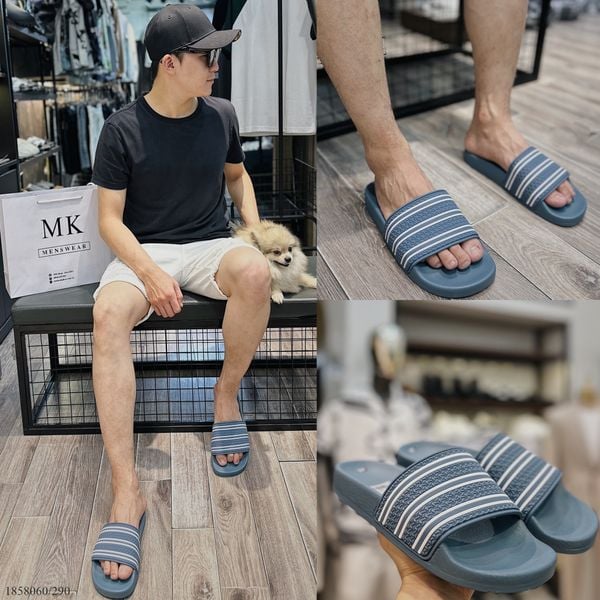  [ẢNH THẬT] Dép Nam Sọc Logo Đế Trắng/Xanh Nhạt/Đen 