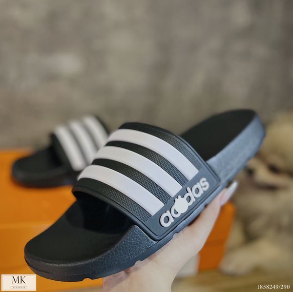  [ẢNH THẬT] Dép Nam Đen/Trắng Sọc Logo Viền 