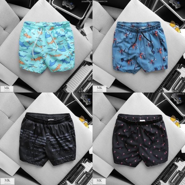  [ẢNH THẬT] Quần Short Nam Họa Tiết Đi Biển Kèm Túi Đựng 