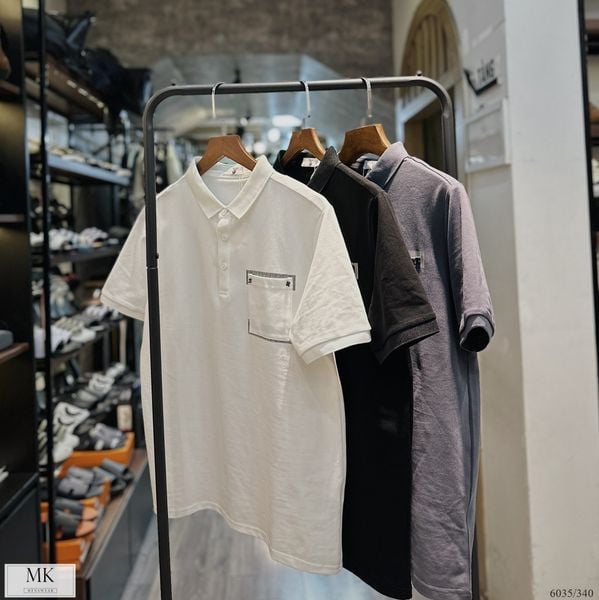 [ẢNH THẬT] Áo Polo Ngắn Tay Nam Dáng Phối Túi Ngực Đen/Trắng/Ghi Đậm 6035 