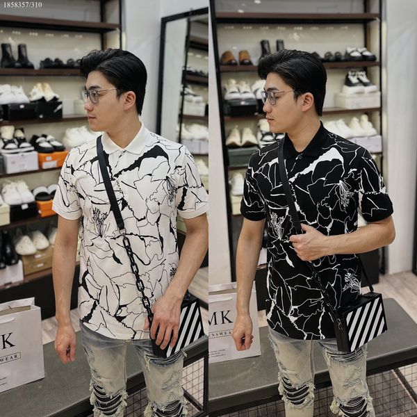  [ẢNH THẬT] Áo Polo Trơn Nam Nữ Loang Đen/Trắng 