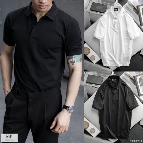 [ẢNH THẬT] Áo Polo Trơn Basic Nam Nữ Đen/Trắng 23 