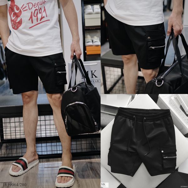  [ẢNH THẬT] Quần Short Nỉ Nam Màu Đen Túi Hộp Có Khoá Zip 
