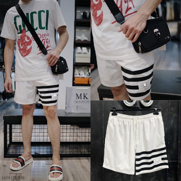  [ẢNH THẬT] Quần Short Gió Nam Màu Trắng Cải Sọc Đen 