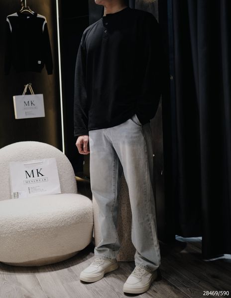  [ẢNH THẬT] Quần Jean Nam Trơn Dáng Suông Màu Xanh Nhạt 28469 