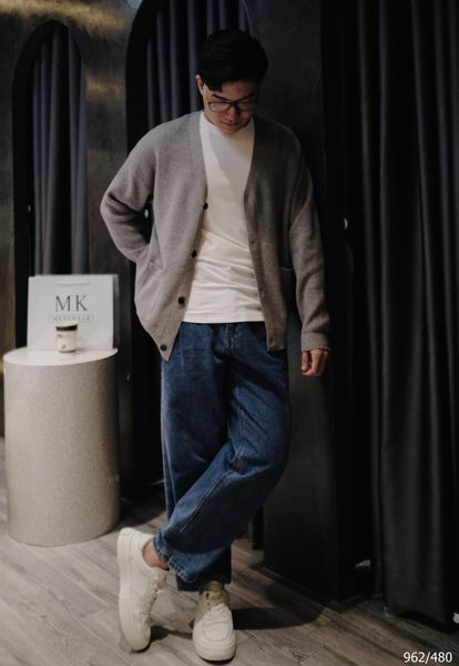  [ẢNH THẬT] Áo Khoác Cardigan Trơn Nam Nữ Đen/Ghi/Nâu 962 